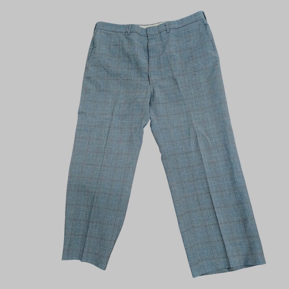 Vintage Haggar Magic Stretch polyester blend light blue and gray Mens 38"x 25"